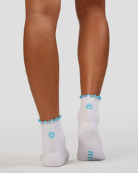 Trust The Process Frill Quarter Sock - White-Baltic Sea