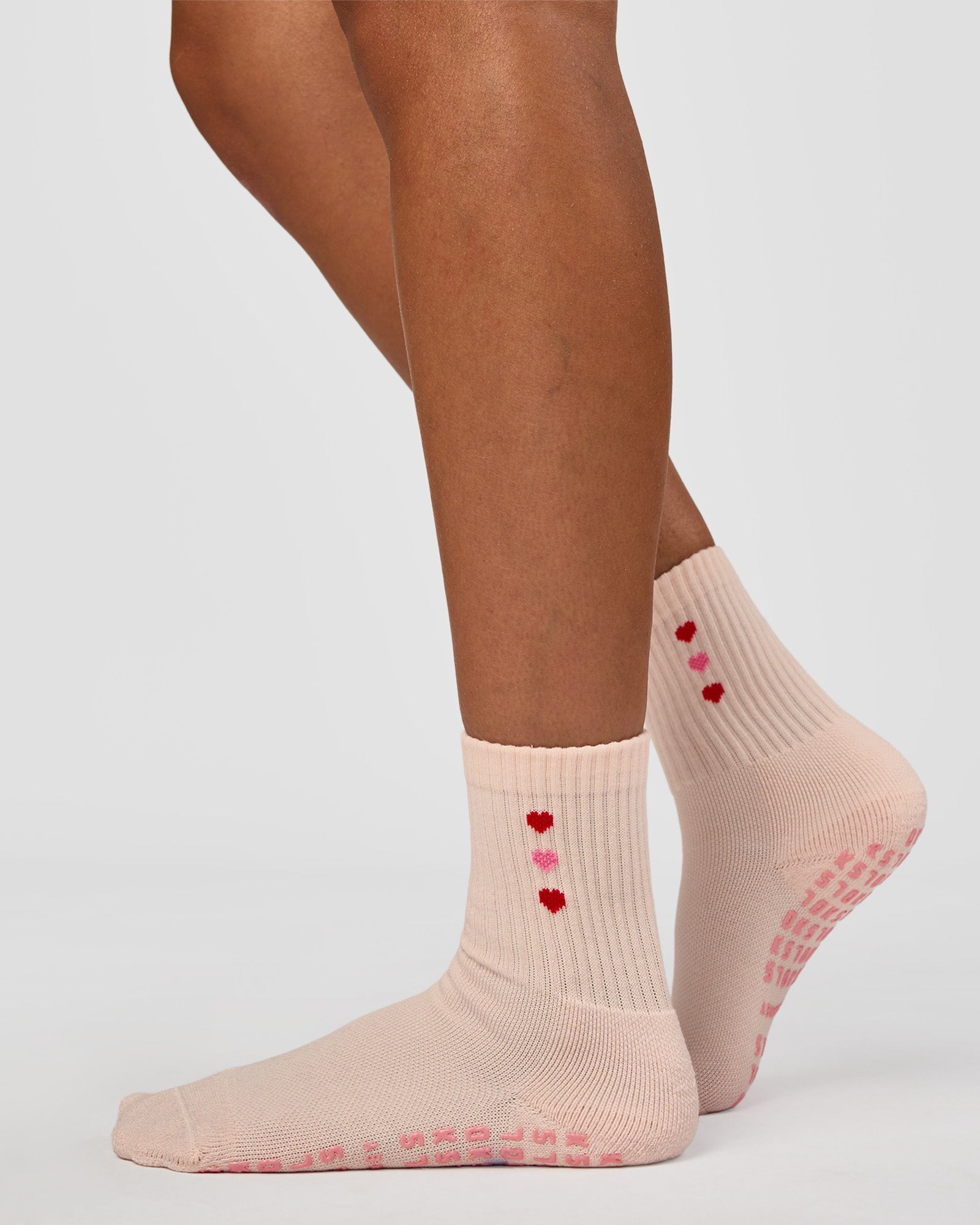 Valentines Pilates Grip Socks - Candy Pink-Flame