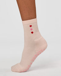 Valentines Pilates Grip Socks - Candy Pink-Flame