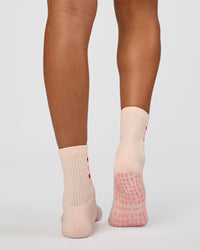 Valentines Pilates Grip Socks - Candy Pink-Flame