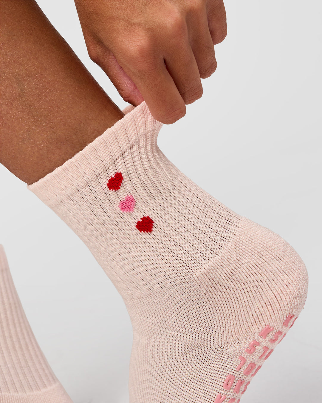 Valentines Pilates Grip Socks - Candy Pink-Flame