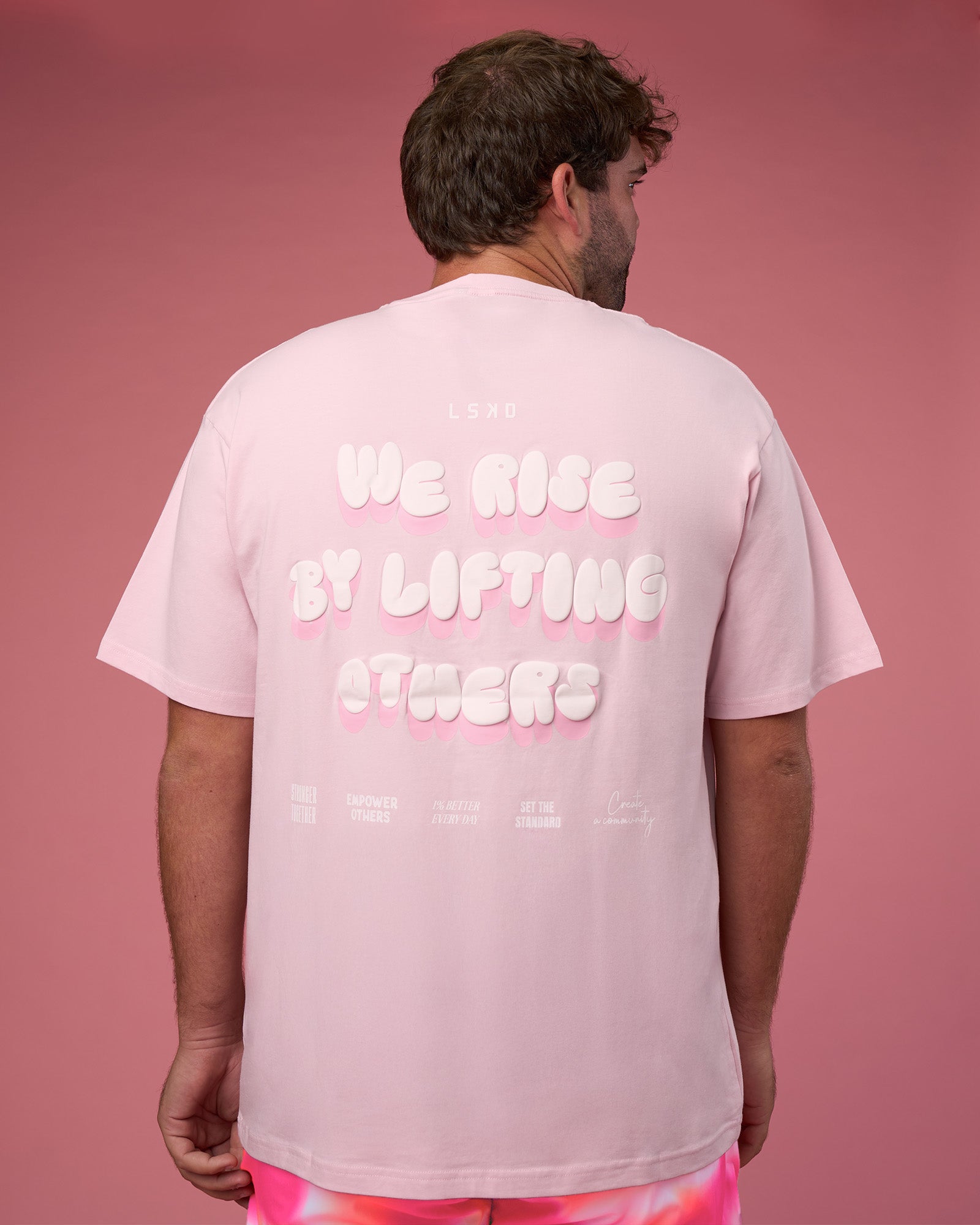Man wearing BCAM FLXCotton Oversized Tee - Marshmallow-White | Model:Fletcher | Size:XL