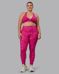 Woman wearing Fusion Ultra High-Rise Full Length Legging Pockets - Strawberry-Lava Lamp | Model:Ella | Size:XL