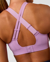 Woman wearing Stability High Support Sports Bra - Light Violet | Model:Charli | Size:XS (A-C Cup)