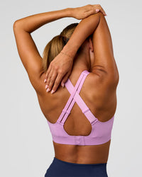 Woman wearing Stability High Support Sports Bra - Light Violet | Model:Charli | Size:XS (A-C Cup)