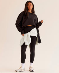 Woman wearing AfterDark ZeroCrease Long Sleeve Tee - Black | Model:Loren | Size:XS