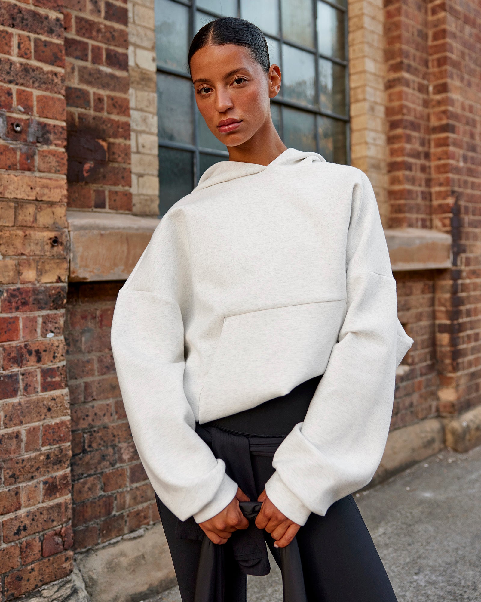 AfterDark ZeroCrease Oversized Hoodie - Silver Marl | LSKD