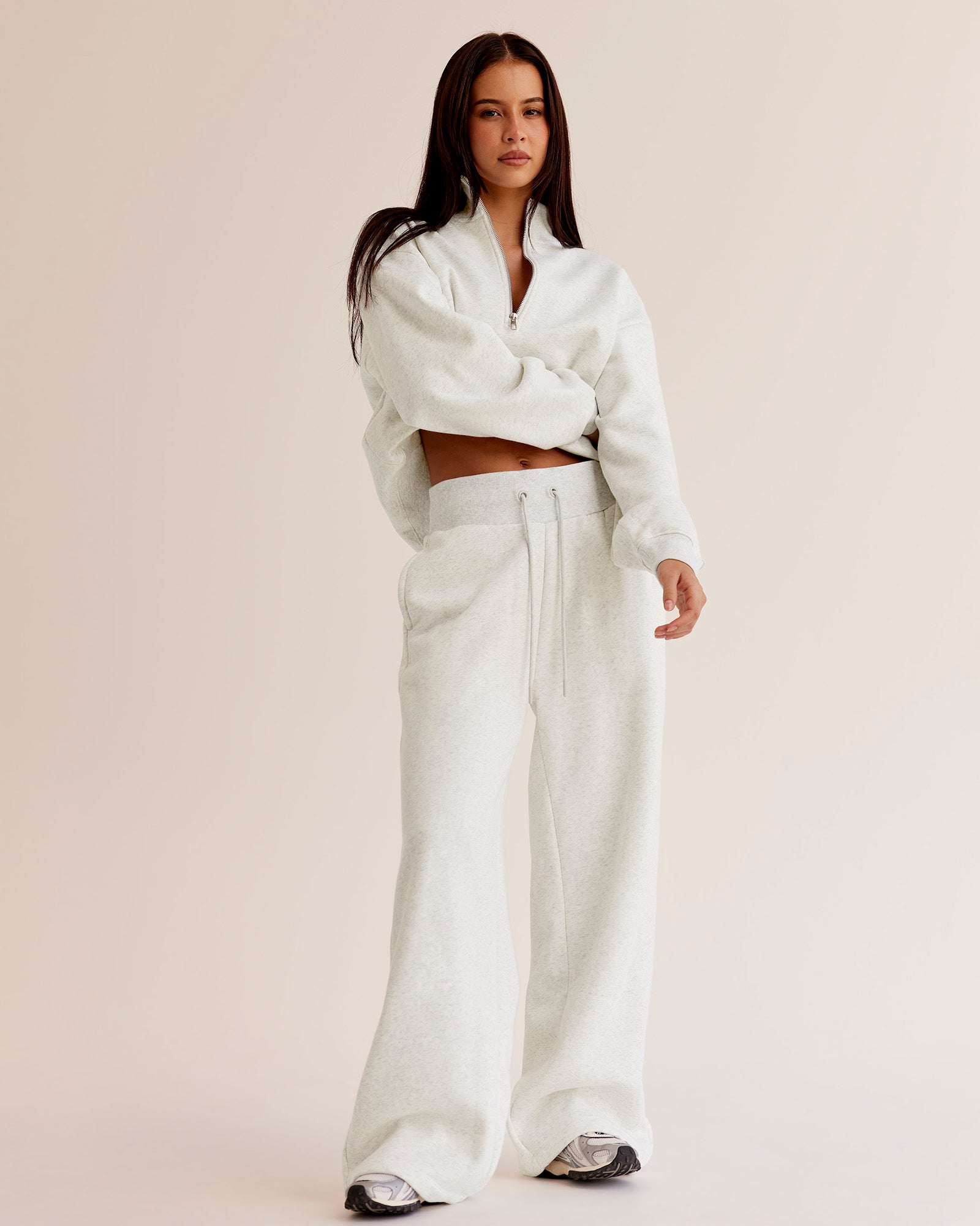 Go-To Oversized Quarter Zip Sweater - Silver Marl | LSKD