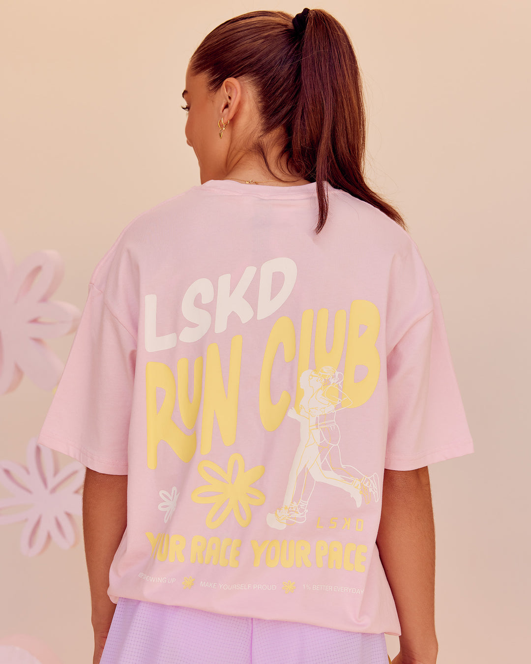 Woman wearing Grace Grove FLXCotton Oversize Tee - Marshmallow | Model:Grace | Size:XS