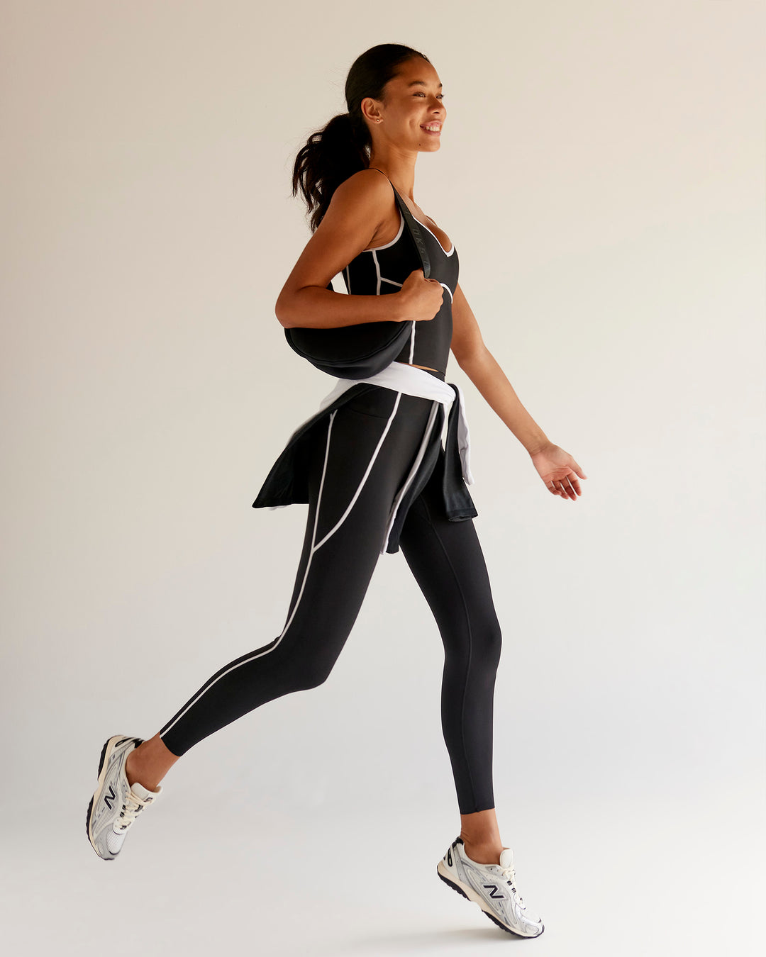 Woman wearing Power Ultra High-Rise Full Length Legging - Black | Model:Tali | Size:XS