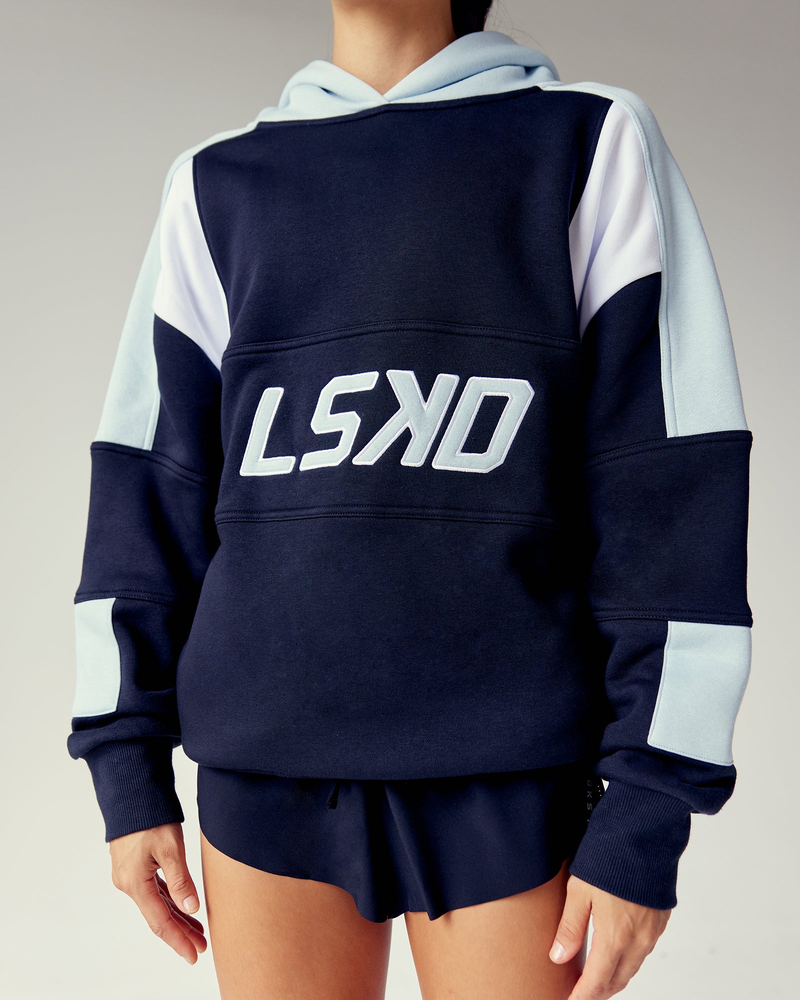 Woman wearing Slam Oversized Hoodie - Caviar-Skyride | Model:Steph | Size:XS