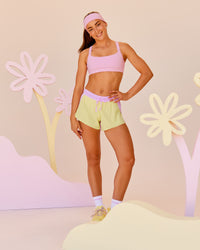 Woman wearing Velocity Sports Bra - Marshmallow | Model:Grace | Size:XS