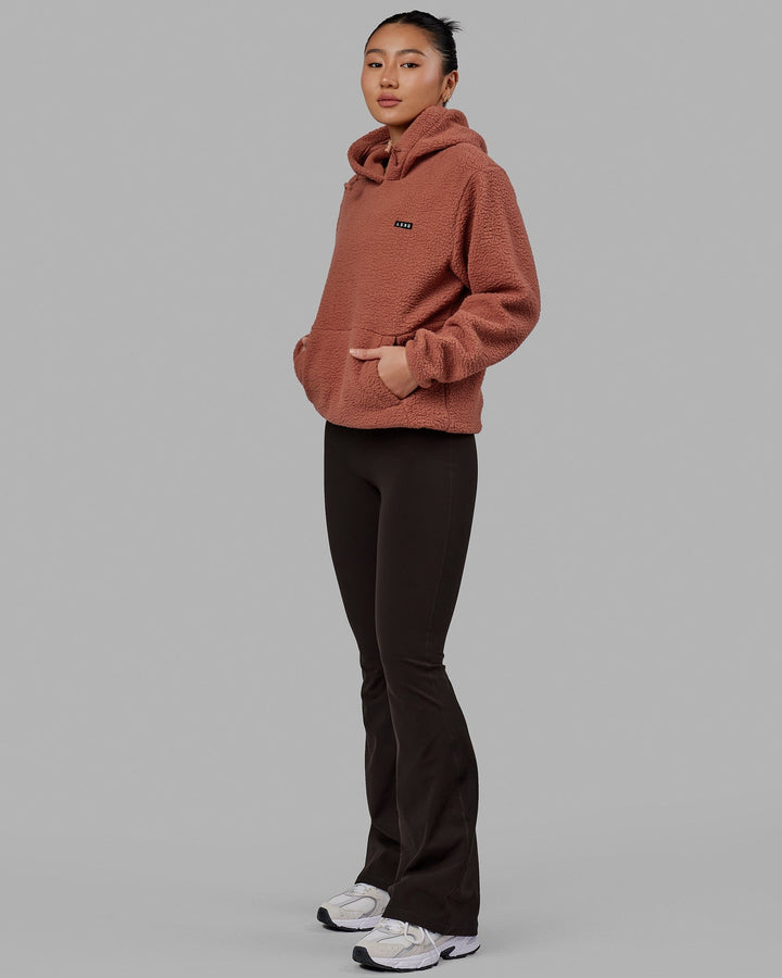 Woman wearing Unisex Alpine Hoodie - Cedar Wood