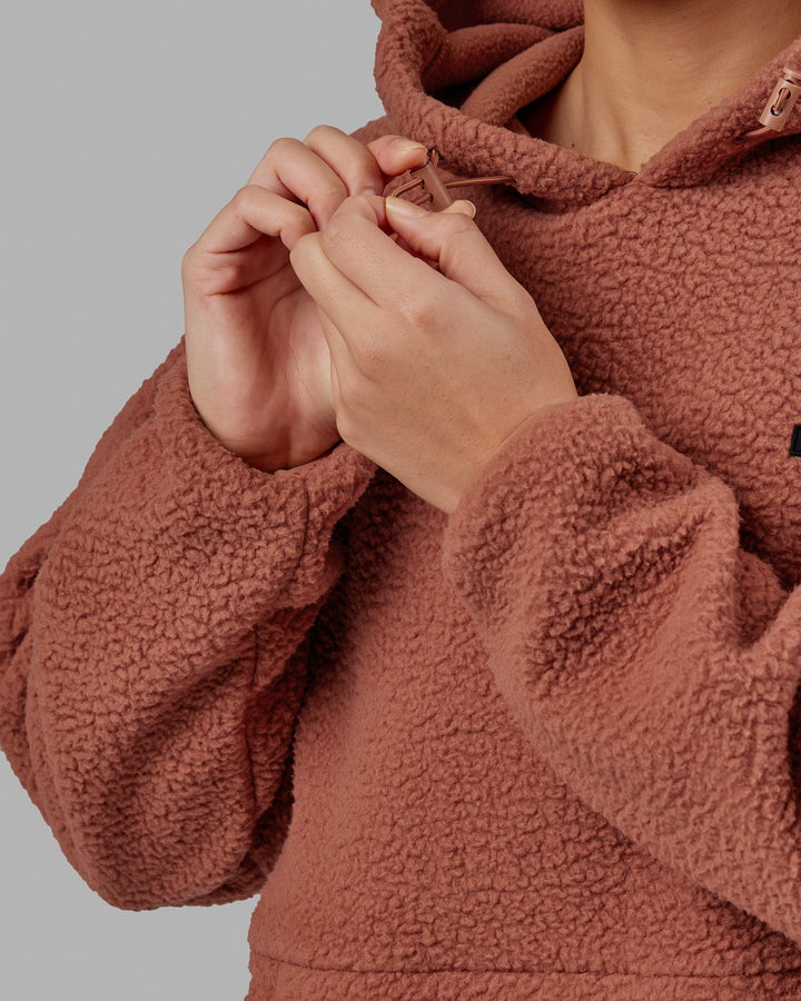 Woman wearing Unisex Alpine Hoodie - Cedar Wood