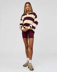 Woman wearing Clubhouse Rugby Polo - Off White-Cherry | Model:Georgia | Size:XS