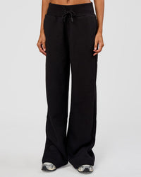 Woman wearing Go-To Wide Leg Track Pant Tall - Black | Model:Georgia | Size:XS