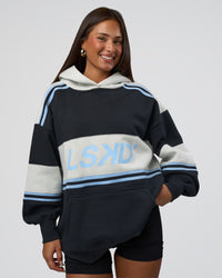 Woman wearing A-Team Oversized Hoodie - Caviar-Open Air | Model:Bianca | Size:XS