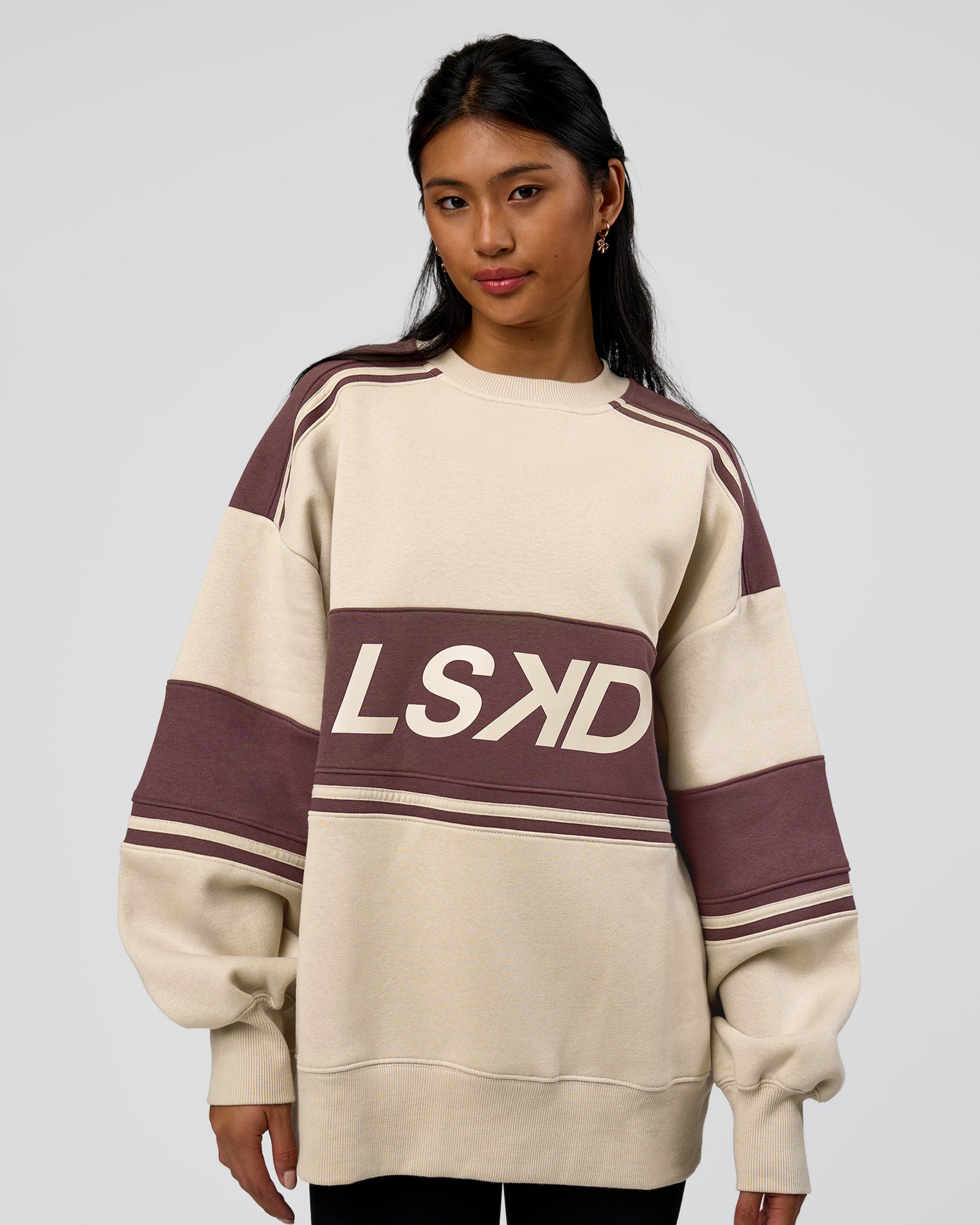 A-Team Sweater Oversize - Shale Beige-Cocoa Powder | LSKD