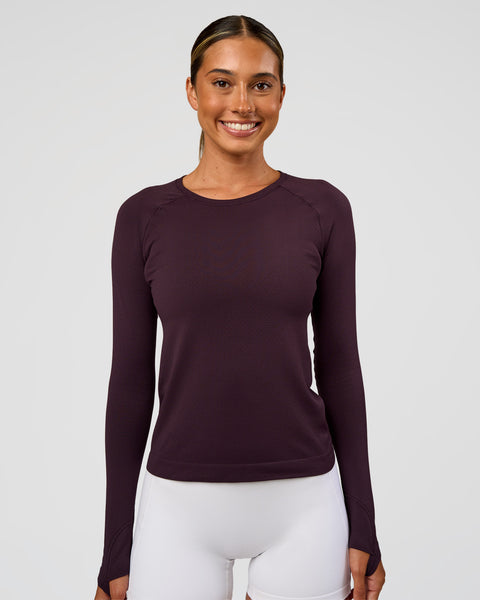 Womens AeroFLX+ Seamless Long Sleeve Tee - Midnight Plum | LSKD