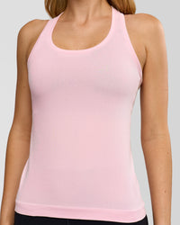 Woman wearing AeroFLX+ Seamless Tank - Marshmallow/Marshmallow | Model:Leilani | Size:XS