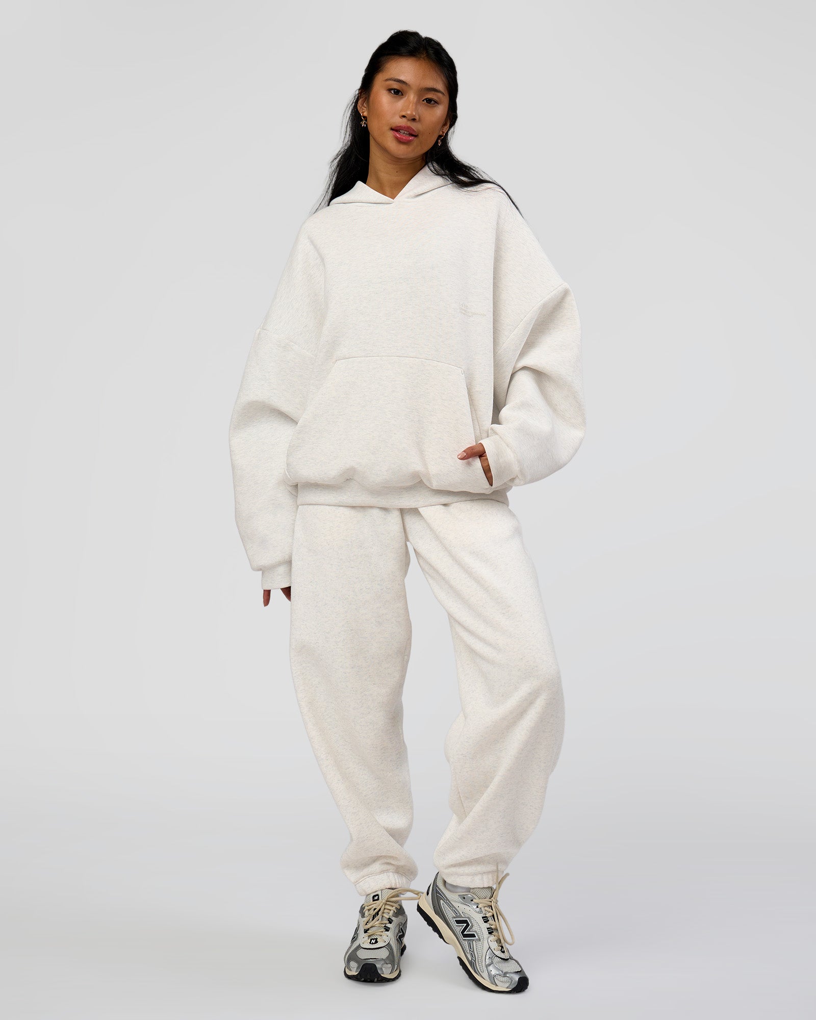 AfterDark ZeroCrease Oversized Hoodie - Silver Marl | LSKD