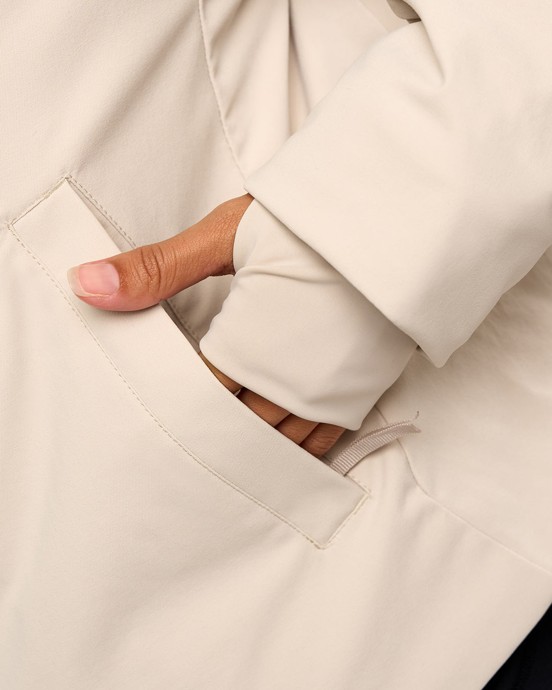 Woman wearing Auxiliary 2.0 Jacket - Shale Beige | Model:Brylee | Size:XS