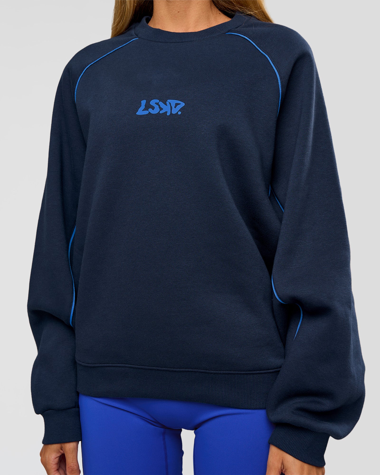 Axis Boxy Crew Sweater - Future Navy-Palace Blue | LSKD
