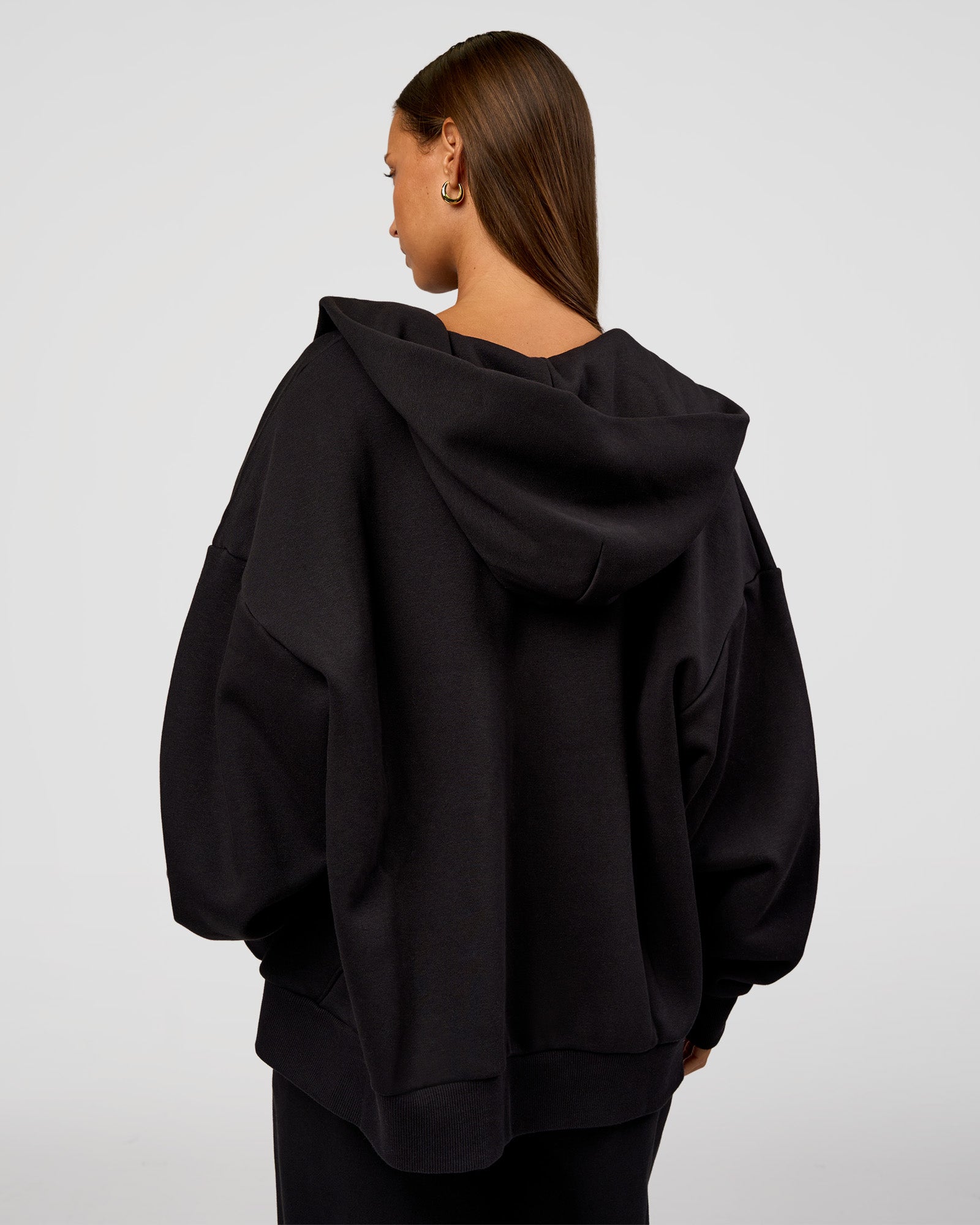 Base Zip Through Oversized Hoodie - Black | LSKD