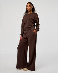 Woman wearing CF Elevate SoftTouch Pintuck Sweater - Hot Chocolate | Model:Jordan | Size:XS