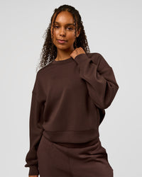 Woman wearing CF Elevate SoftTouch Pintuck Sweater - Hot Chocolate | Model:Jordan | Size:XS