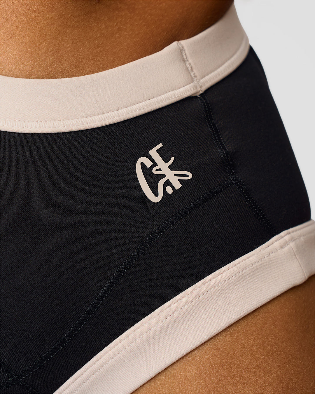 Woman wearing CF Move Through It Sports Bra - Black-Clay | Model:Jordan | Size:XS