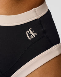 Woman wearing CF Move Through It Sports Bra - Black-Clay | Model:Jordan | Size:XS