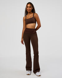 Woman wearing CF Move Through It Sports Bra - Hot Chocolate | Model:Jordan | Size:XS