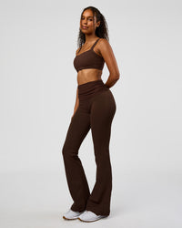 Woman wearing CF Move Through It Sports Bra - Hot Chocolate | Model:Jordan | Size:XS