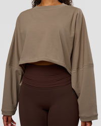Woman wearing CF Street Surge Long Sleeve Tee - Taupe Ash | Model:Jordan | Size:XS | Thumbnail Index: 6