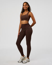 Woman wearing CF Train Hard Sports Bra - Hot Chocolate | Model:Jordan | Size:XS