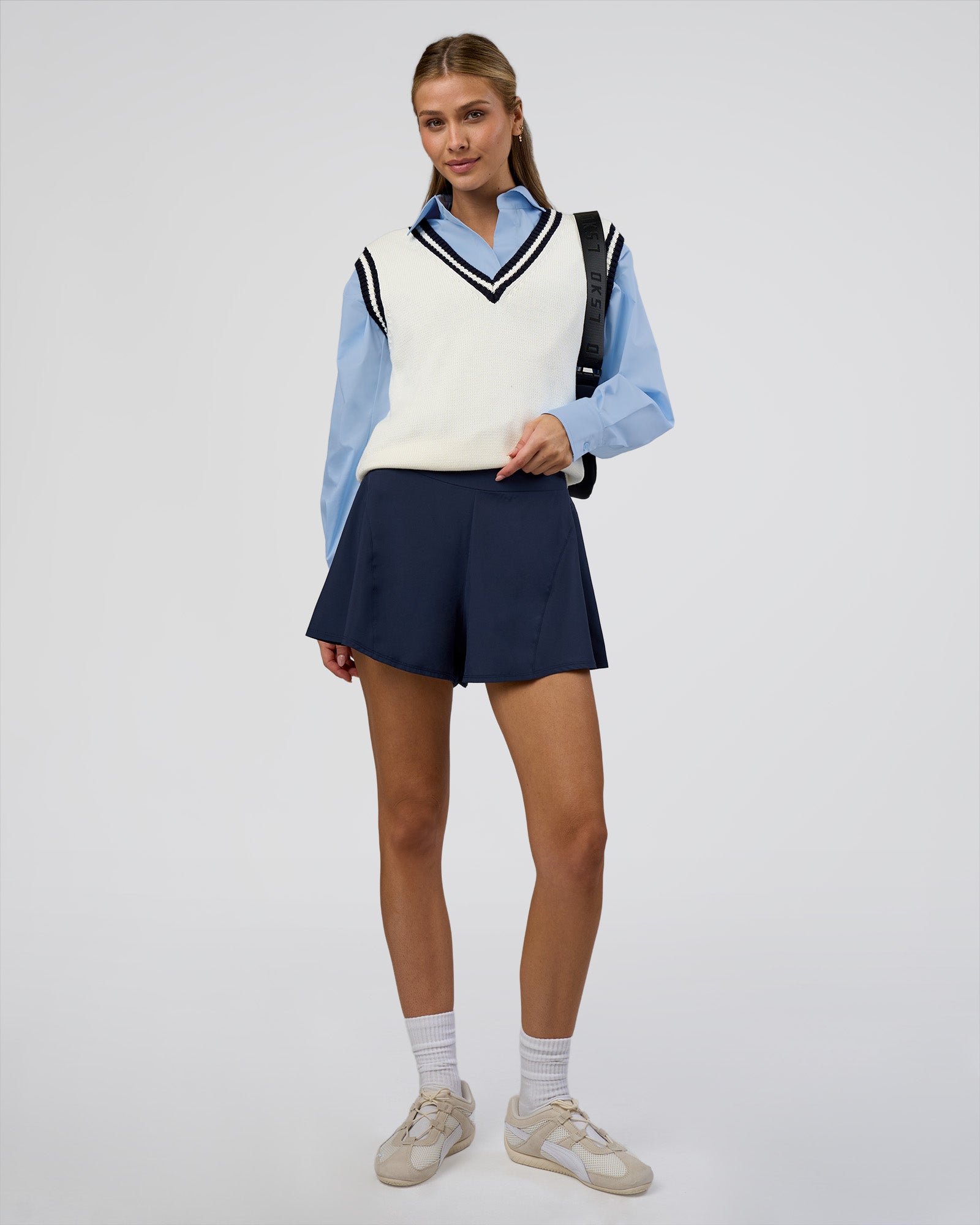 Clubhouse Vest - Off White-Future Navy | LSKD
