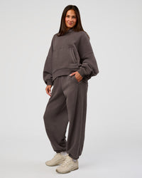 Woman wearing Distort Oversized Hoodie - Duskstone Washed | Model:Bianca | Size:XS