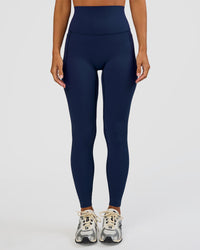 Woman wearing Elixir Ultra High-Rise Full Length Legging Pockets - Future Navy | Model:Brylee | Size:XS