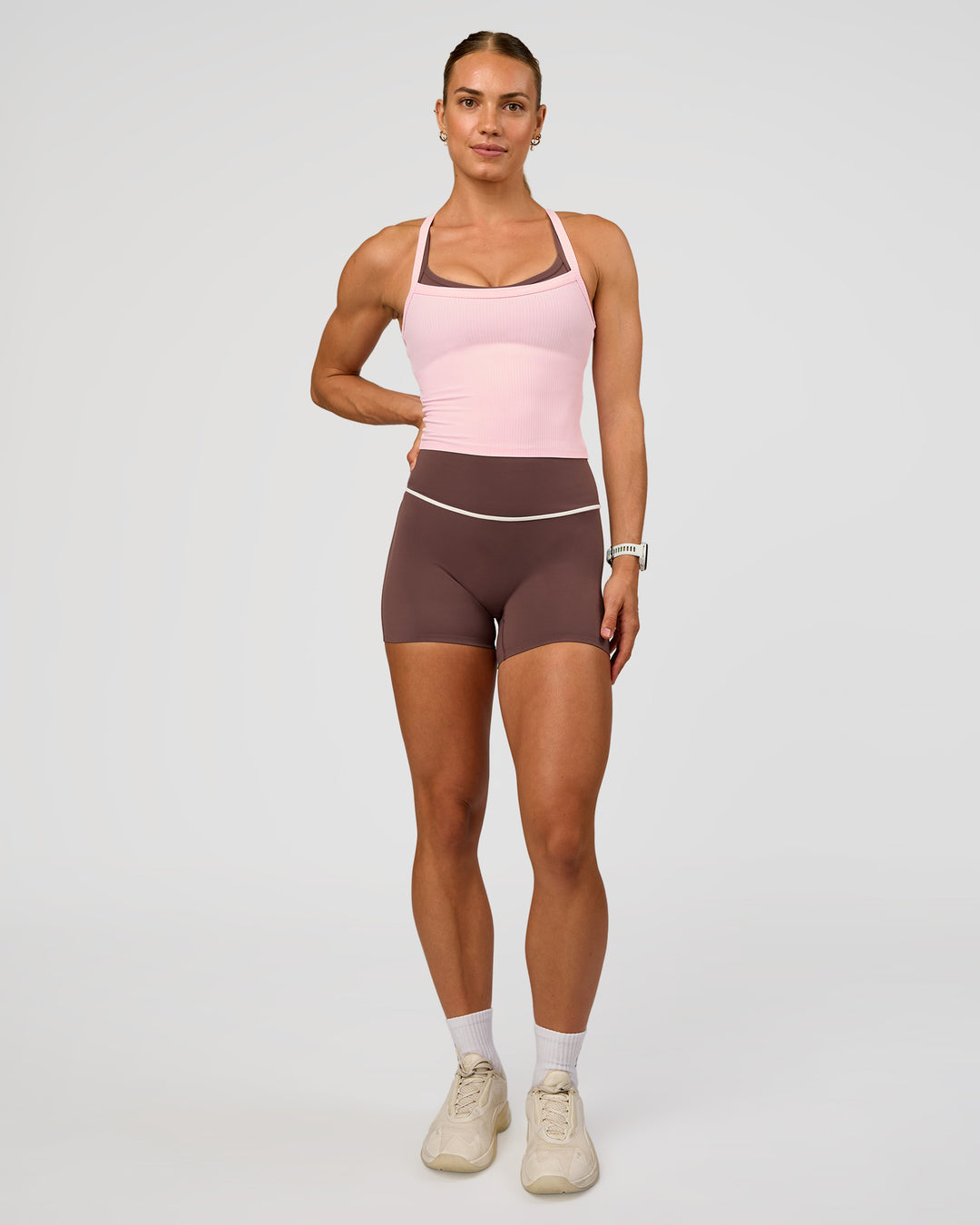 Woman wearing Flame Ribbed Tank - Marshmallow | Model:Maja | Size:XS
