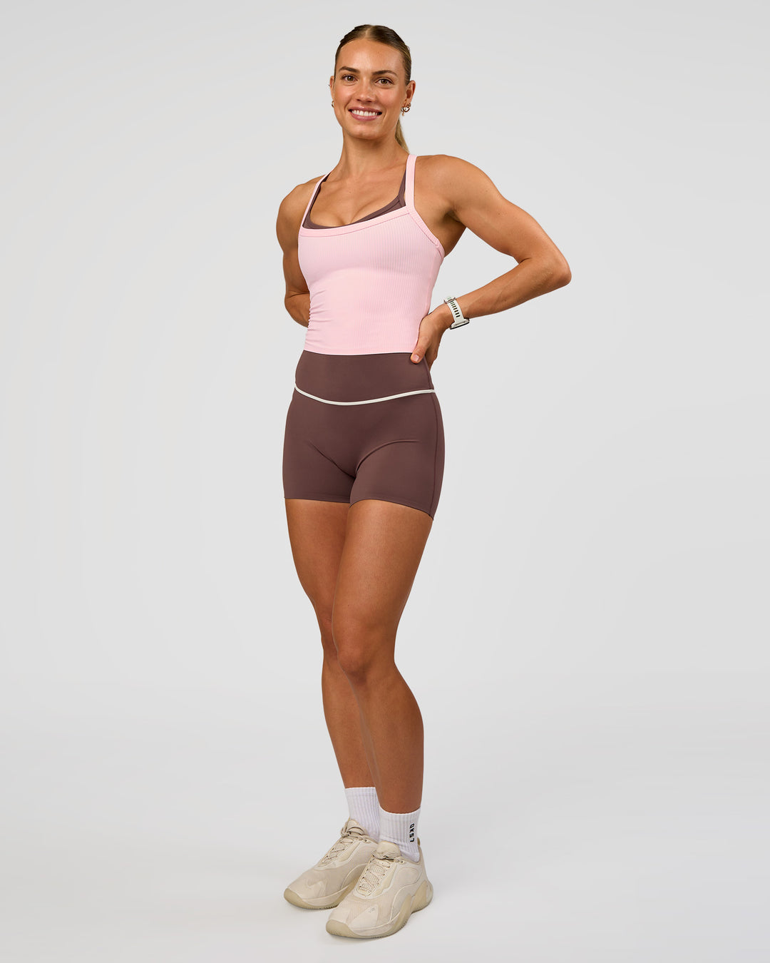 Woman wearing Flame Ribbed Tank - Marshmallow | Model:Maja | Size:XS