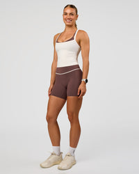 Woman wearing Flame Ribbed Tank - Off White | Model:Maja | Size:XS