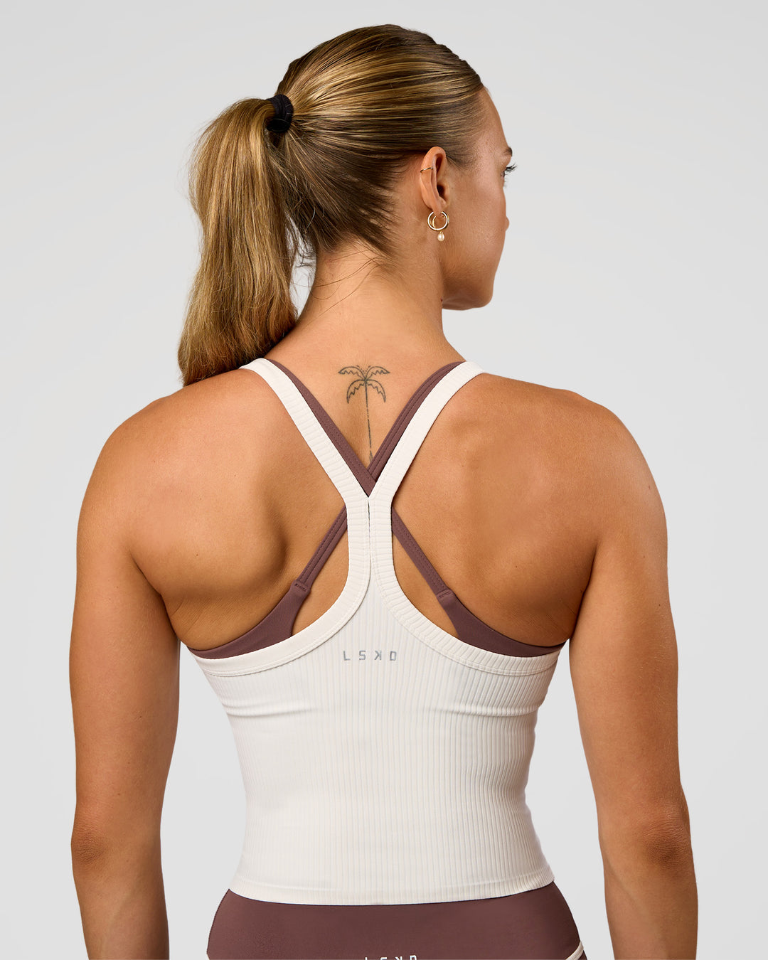Woman wearing Flame Ribbed Tank - Off White | Model:Maja | Size:XS