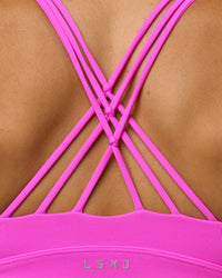 Woman wearing Flash Sports Bra - Ultra Fuchsia | Model:Leilani | Size:XS