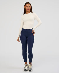 Woman wearing Flow Rib Long Sleeve Tee - Off White | Model:Brylee | Size:XS