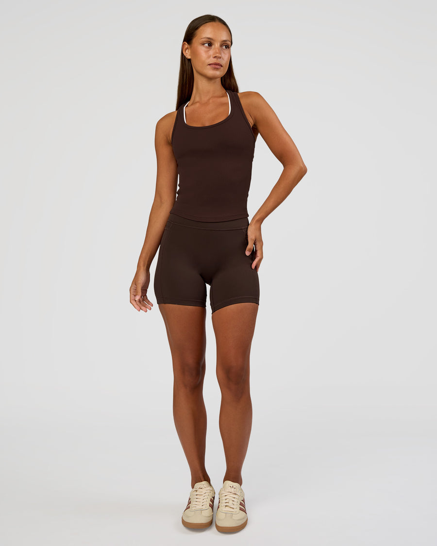 Flow Rib Scoop Neck Tank - Hot Chocolate | LSKD