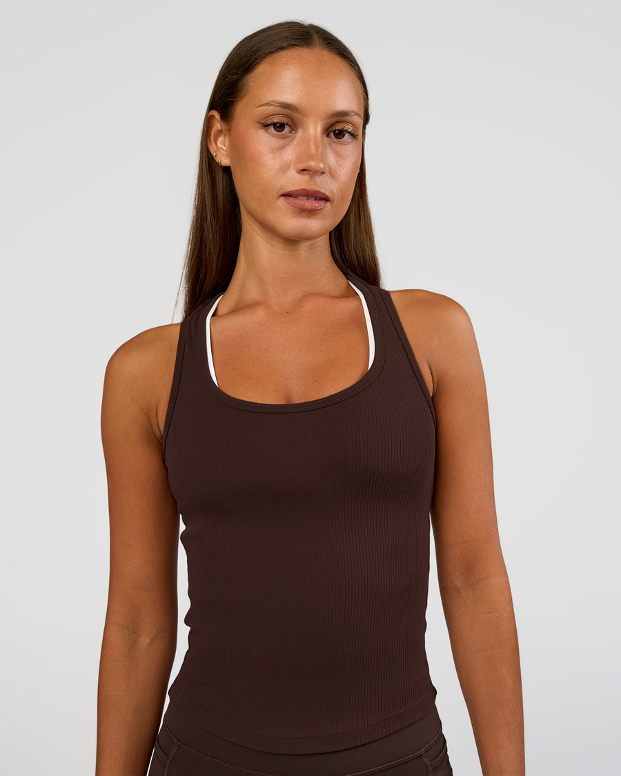 Flow Rib Scoop Neck Tank - Hot Chocolate | LSKD