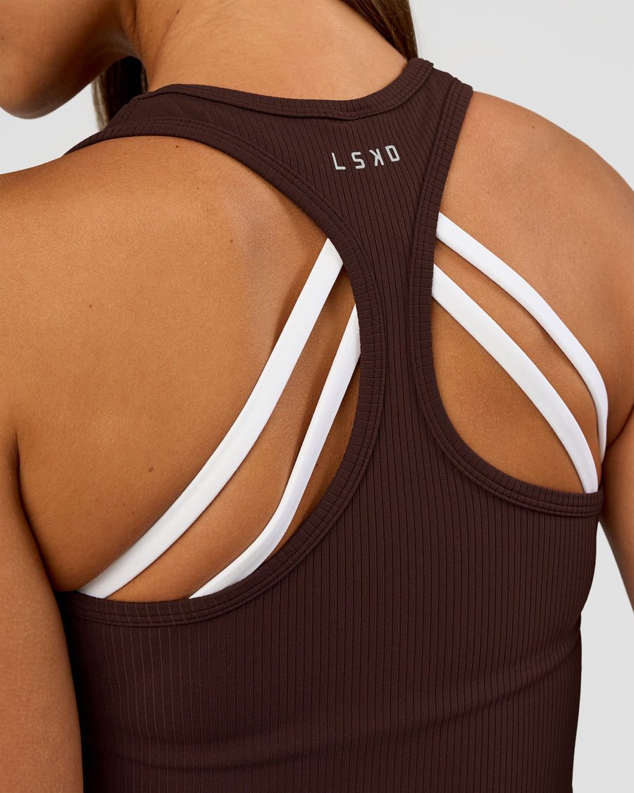 Flow Rib Scoop Neck Tank - Hot Chocolate | LSKD