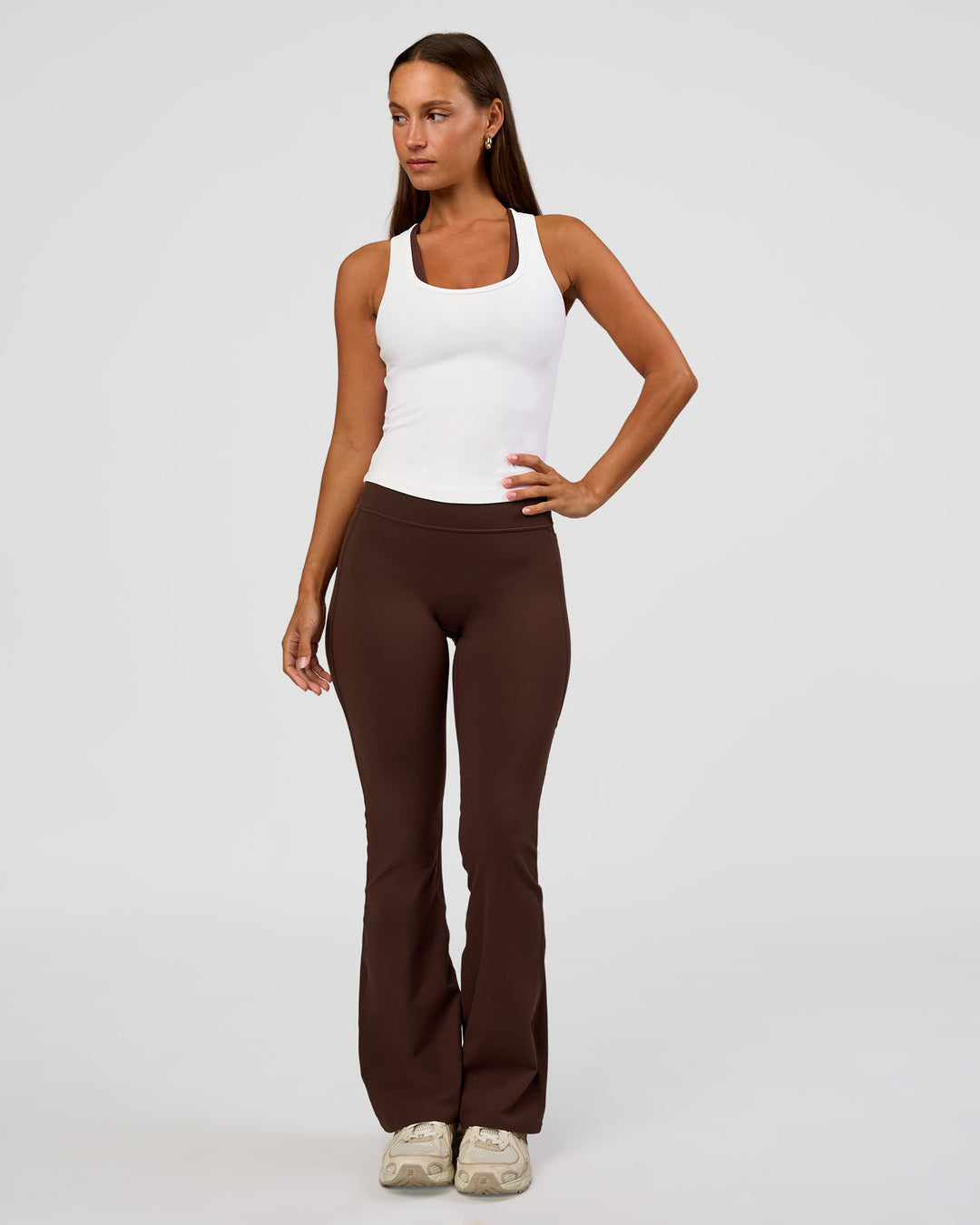 Flow Rib Scoop Neck Tank - White