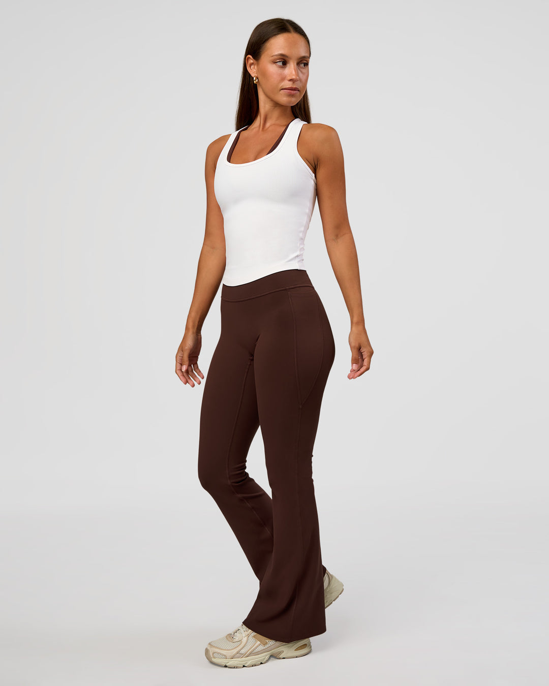 Flow Rib Scoop Neck Tank - White